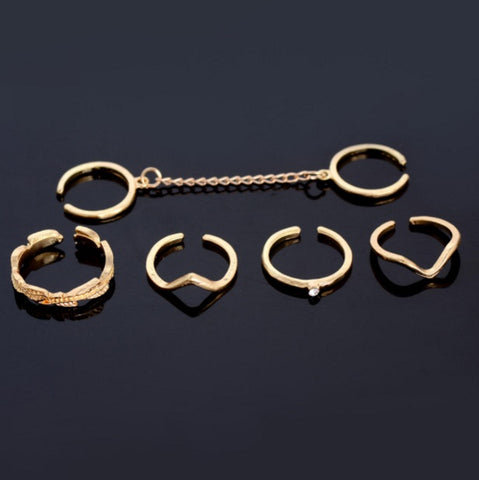 Adjustable Knuckle Ring Set - 6pcs