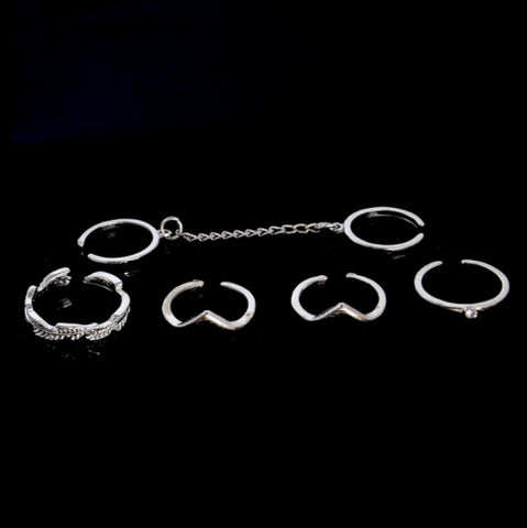 Adjustable Knuckle Ring Set - 6pcs