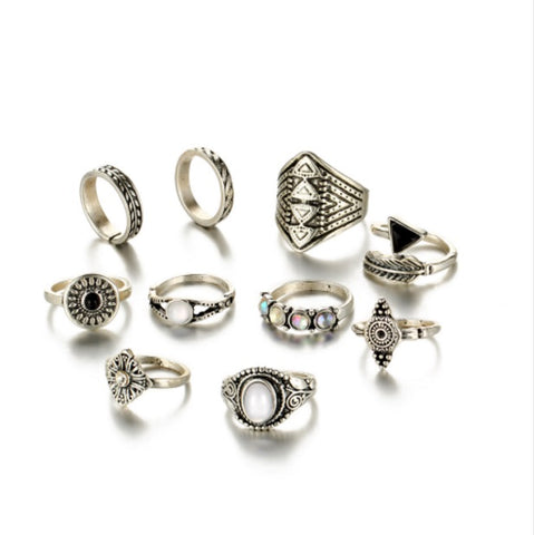 Vintage Knuckle Ring Set - 10pcs