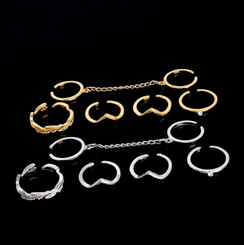 Adjustable Knuckle Ring Set - 6pcs