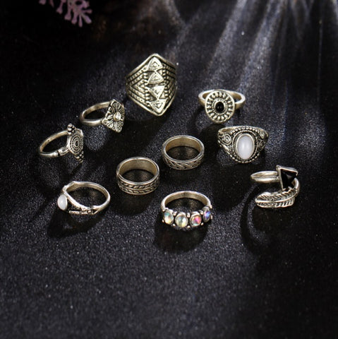 Vintage Knuckle Ring Set - 10pcs