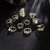 Vintage Knuckle Ring Set - 10pcs