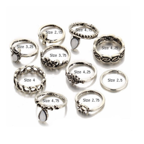 Knuckle Ring Set - 10pcs