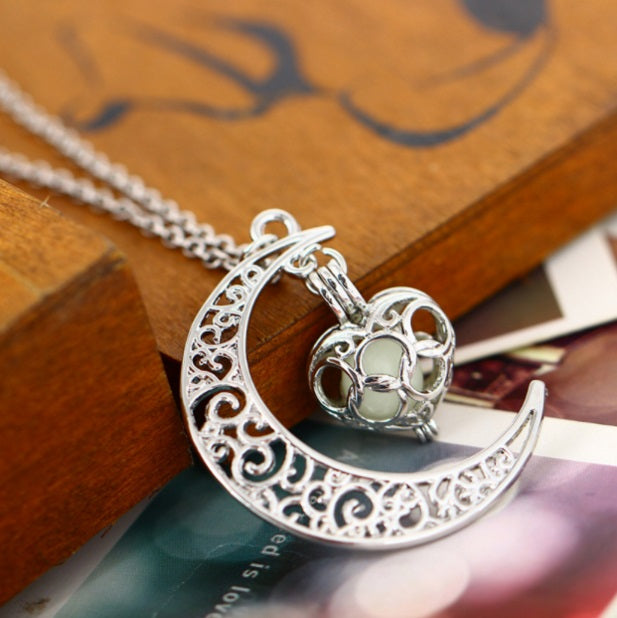Crescent Moon Pendant Necklace (glow-in-the-dark)