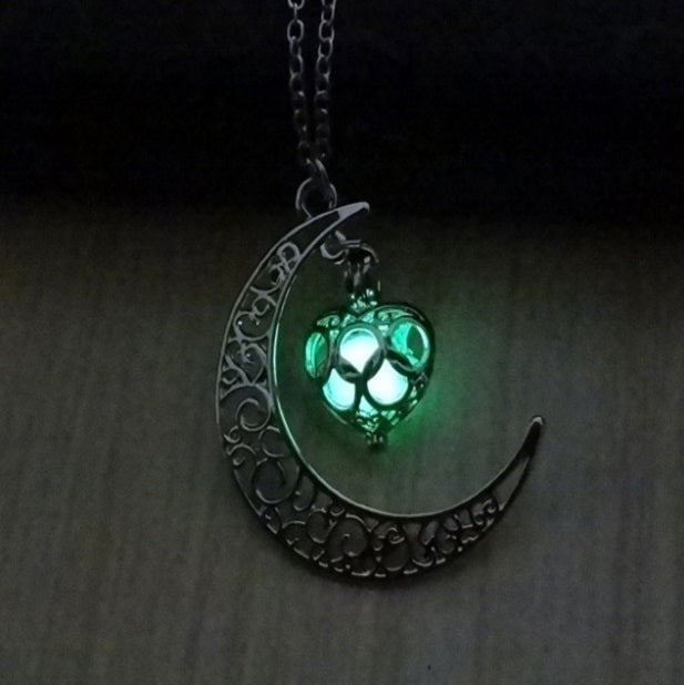 Crescent Moon Pendant Necklace (glow-in-the-dark)