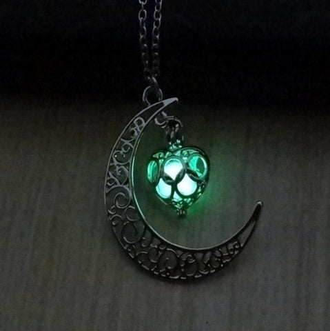 Crescent Moon Pendant Necklace (glow-in-the-dark)