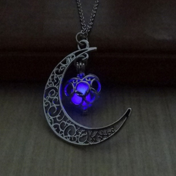 Crescent Moon Pendant Necklace (glow-in-the-dark)
