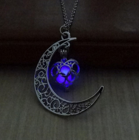 Crescent Moon Pendant Necklace (glow-in-the-dark)